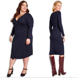 🌸2/$69 w/ Free Shipping! Navy Knit Wrap Dress